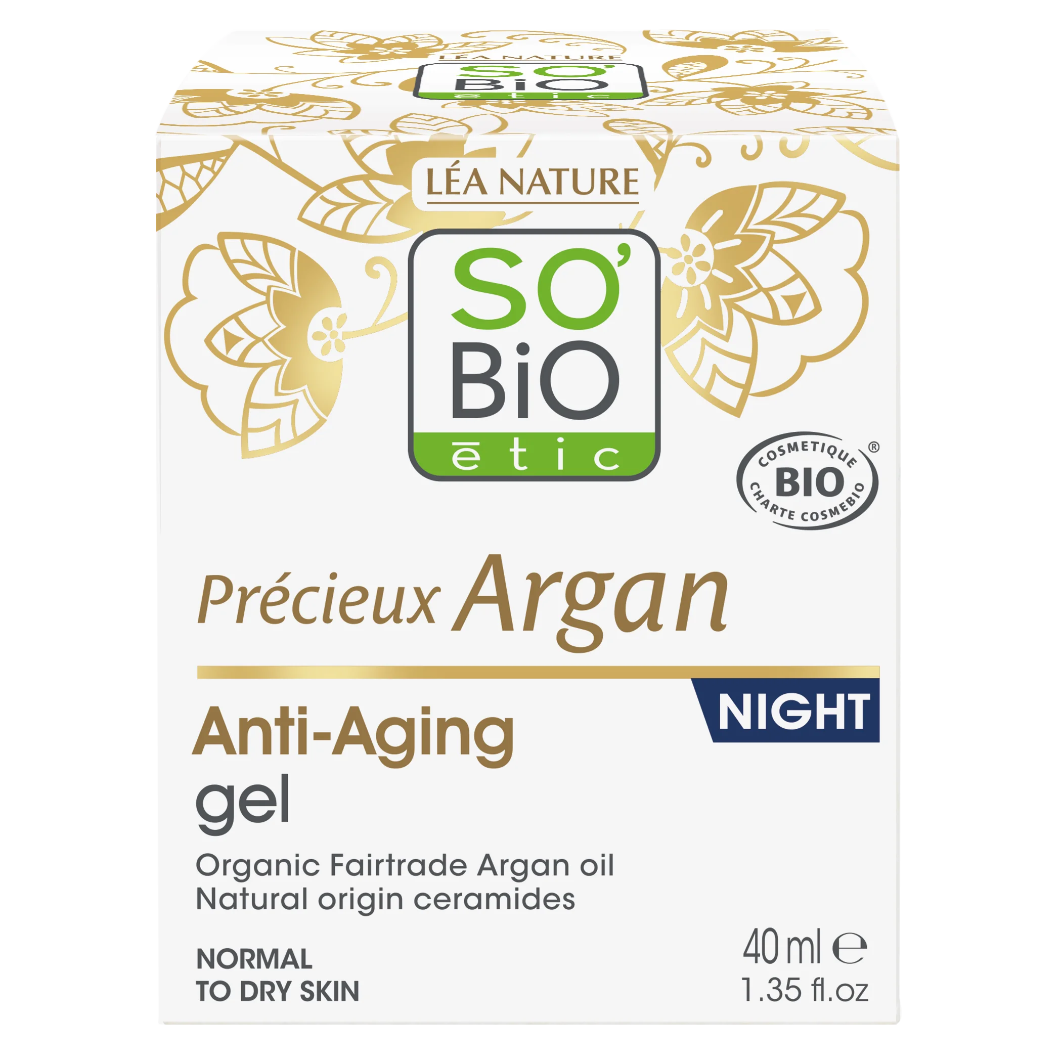 SO’BiO étic Anti-age Precieux Argan nočni BIO gel (50 ml) - obnavlja in gladi kožo