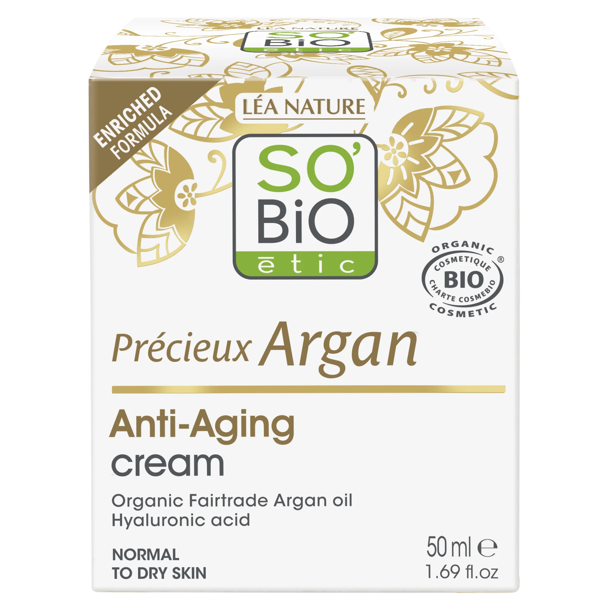 SO’BiO étic Anti-age Precieux Argan BIO dnevna krema (50 ml) - vlaži, učvrsti in posvetli polt