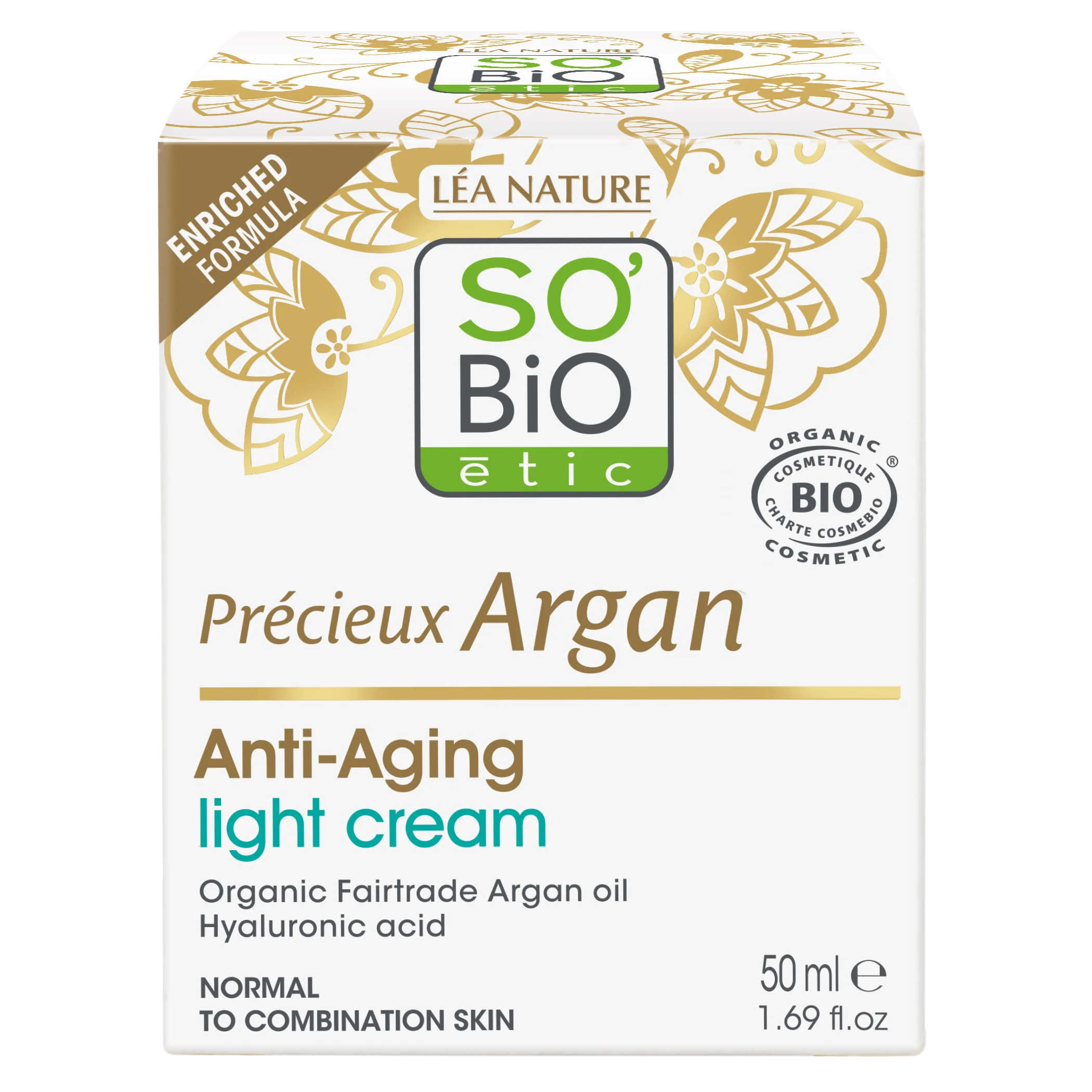 SO’BiO étic Anti-age Precieux Argan Lahka dnevna krema za normalno do mešano kožo BIO (50 ml) - vlaži in učvrsti kožo