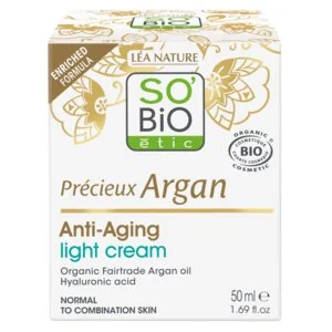SO’BiO étic Anti-age Precieux Argan Lahka dnevna krema za normalno do mešano kožo BIO (50 ml) - vlaži in učvrsti kožo