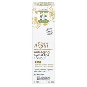 SO’BiO étic Anti-Age Precieux Argan krema za predel okoli oči in ustnic BIO (15 ml) - idealna za zrelo kožo