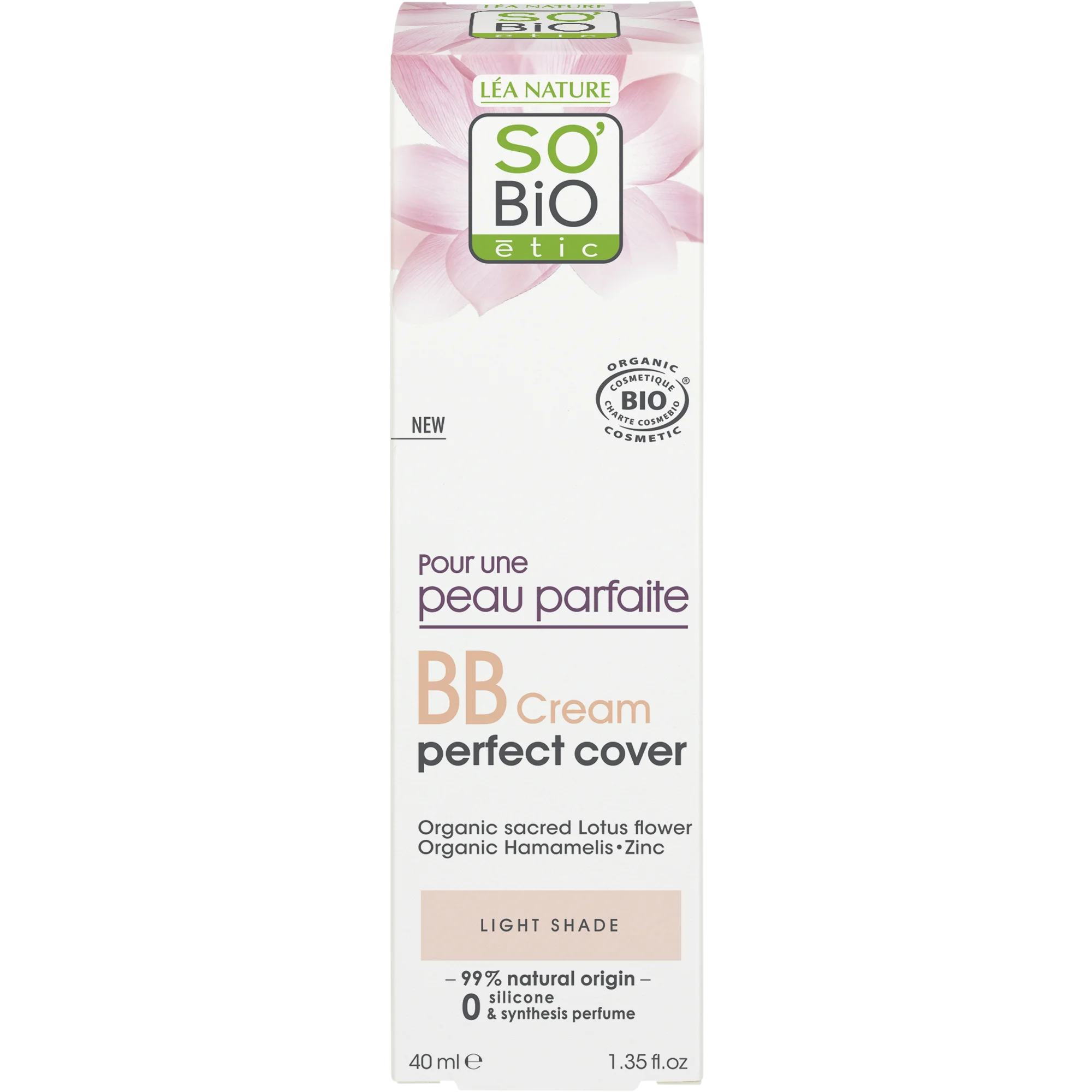 SO’BiO étic BB krema za popolno polt - odtenek Light BIO (40 ml) - z izvlečkom lotosovega cveta