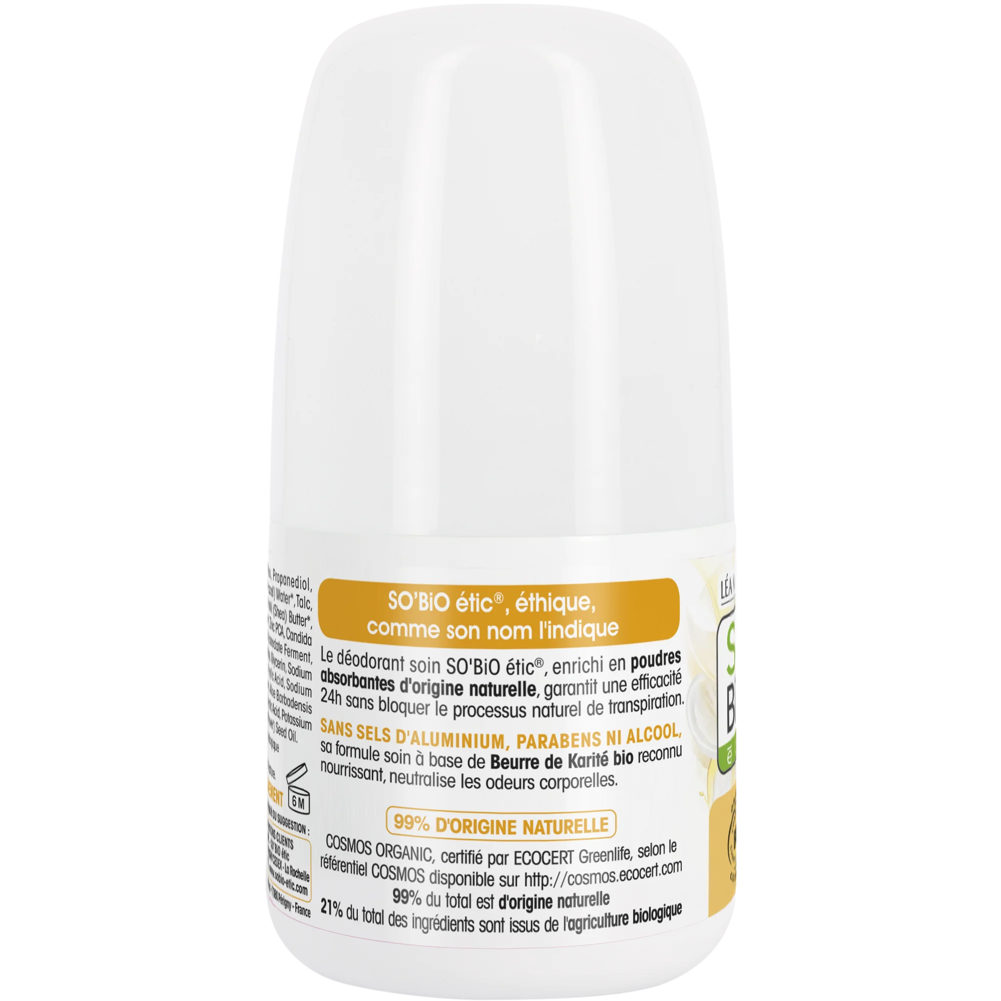 SO’BiO étic Dezodorant roll-on 24h Nutrition+ z BIO karitejem (50 ml) - učinkovit do 24 ur