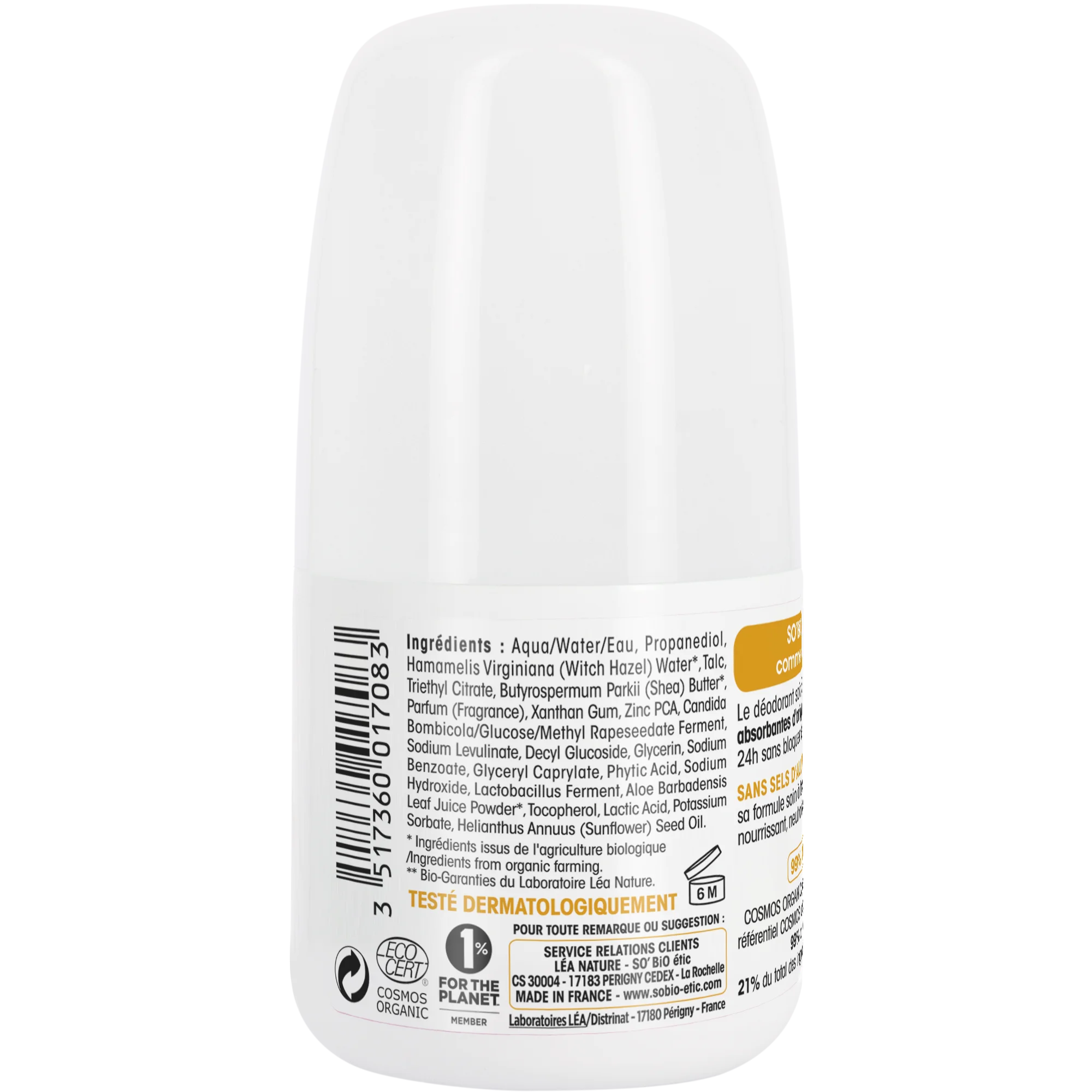 SO’BiO étic Dezodorant roll-on 24h Nutrition+ z BIO karitejem (50 ml) - učinkovit do 24 ur