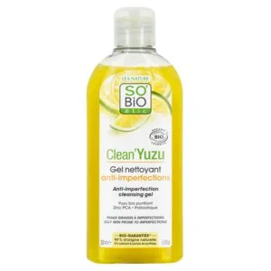 SO’BiO étic Čistilni gel proti nepravilnostim kože - Clean Yuzu BIO (200 ml) - idealen za mastno kožo