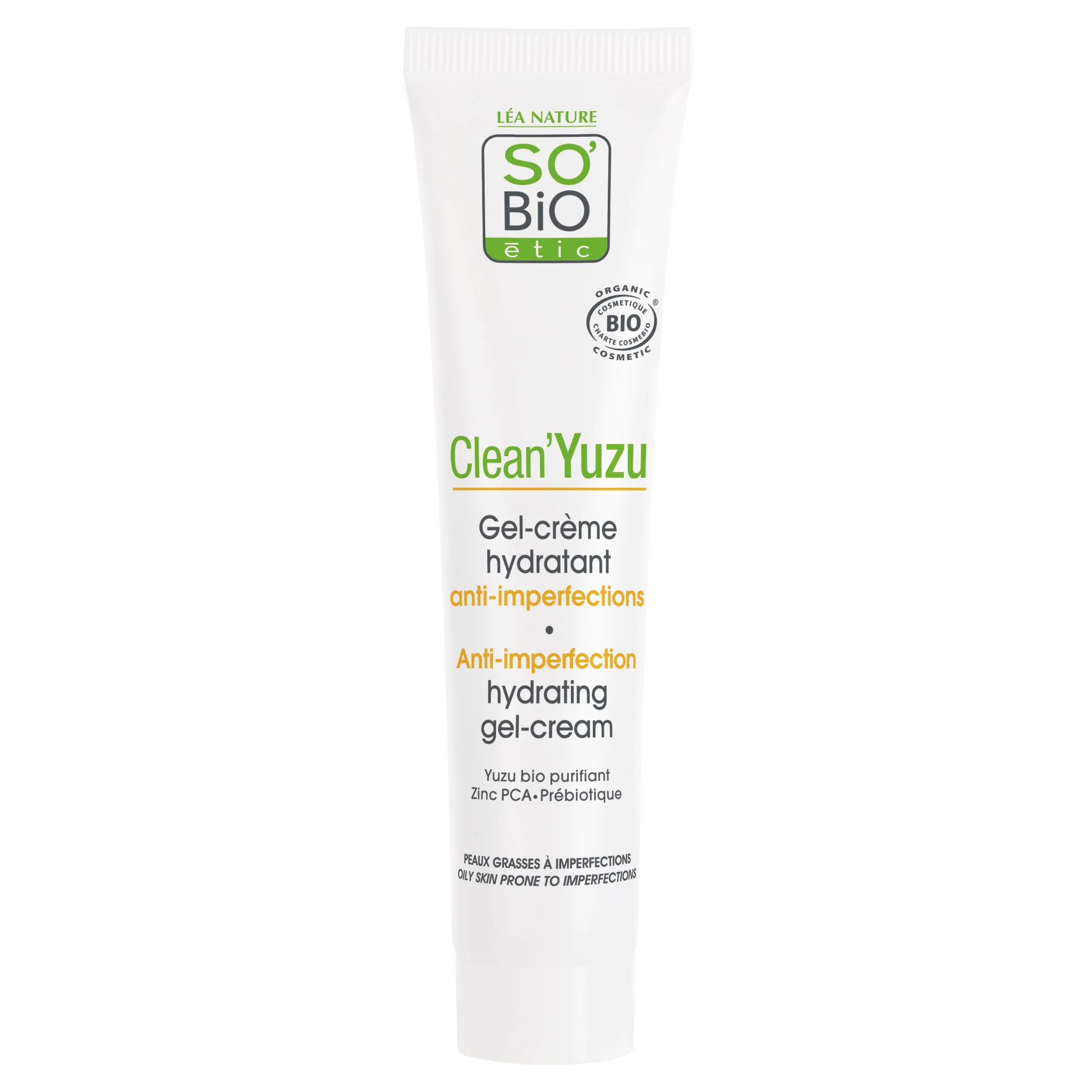 SO’BiO étic Vlažilna gel-krema za obraz - Clean Yuzu BIO (40 ml) - idealna za mastno kožo