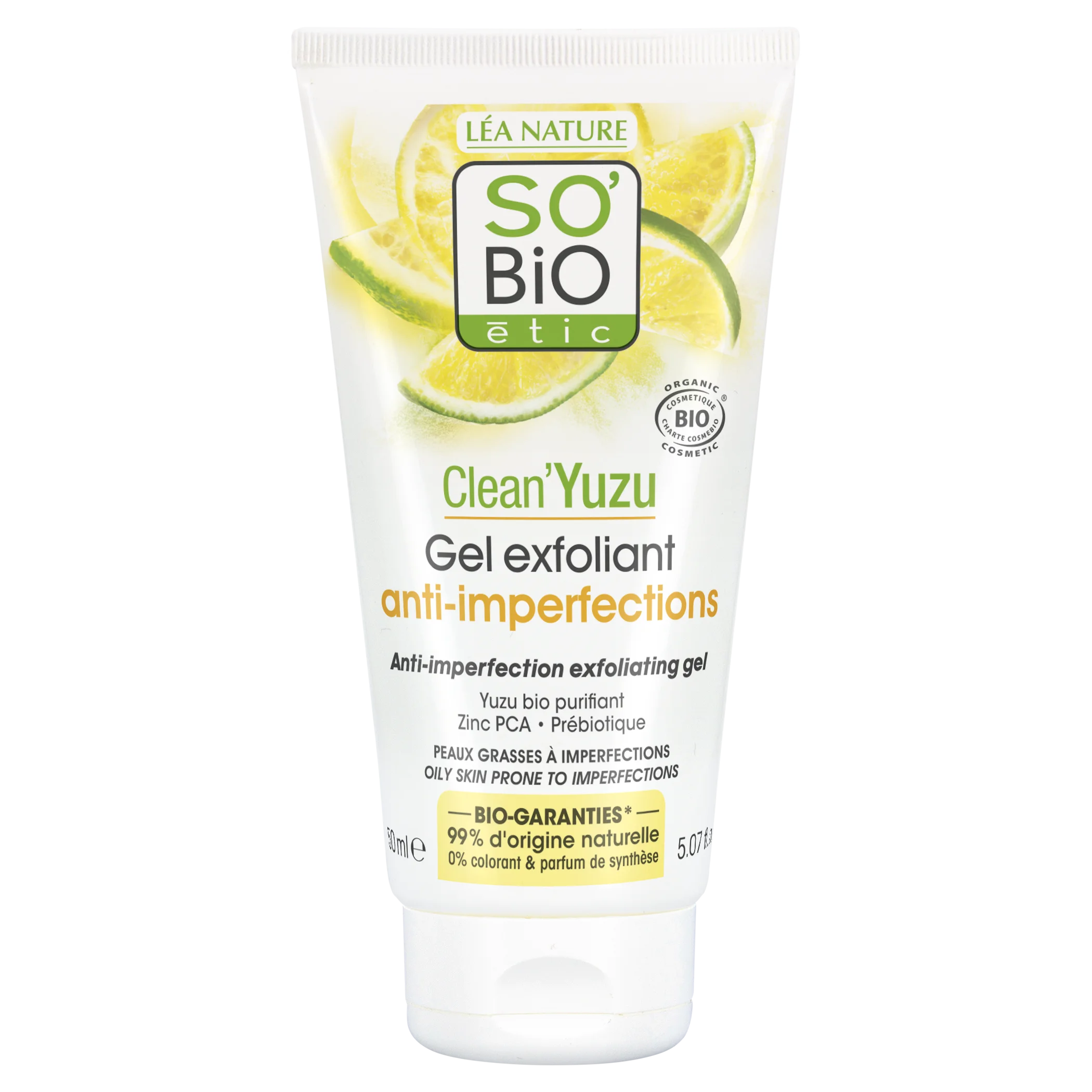 SO’BiO étic Eksfoliacijski gel za obraz - Clean Yuzu BIO (150 ml) - idealen za mastno kožo