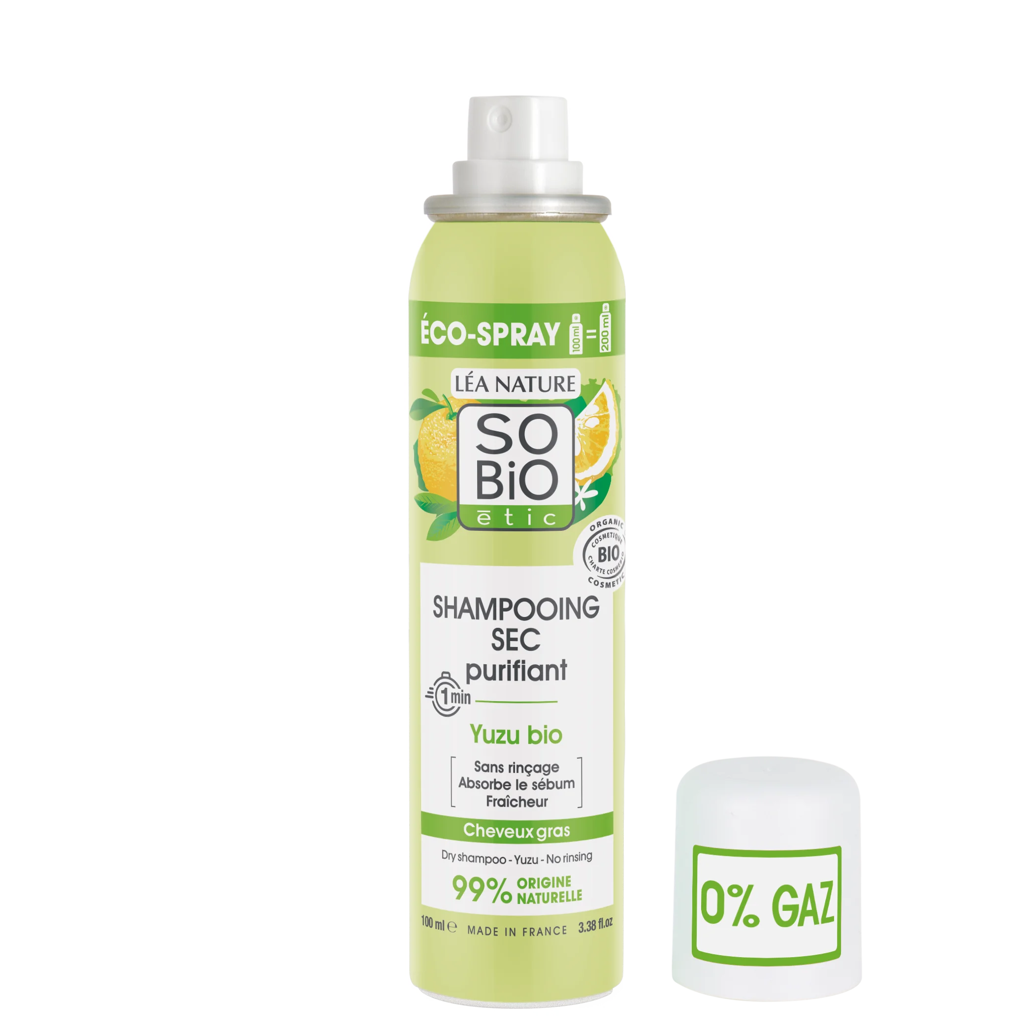 SO’BiO étic Čistilni suhi šampon v spreju z Yuzu BIO (100 ml) - pusti lase sveže in gladke