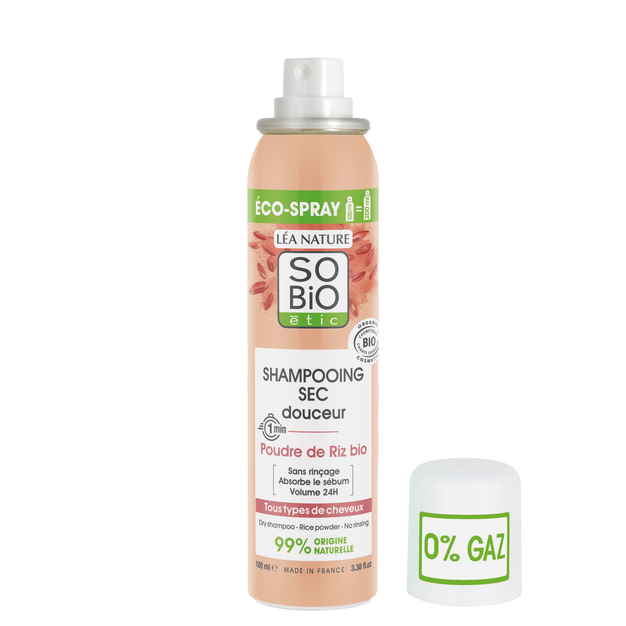 SO’BiO étic Nežen suhi šampon v spreju za občutljivo lasišče BIO (100 ml) - volumen in čisti lasje brez umivanja