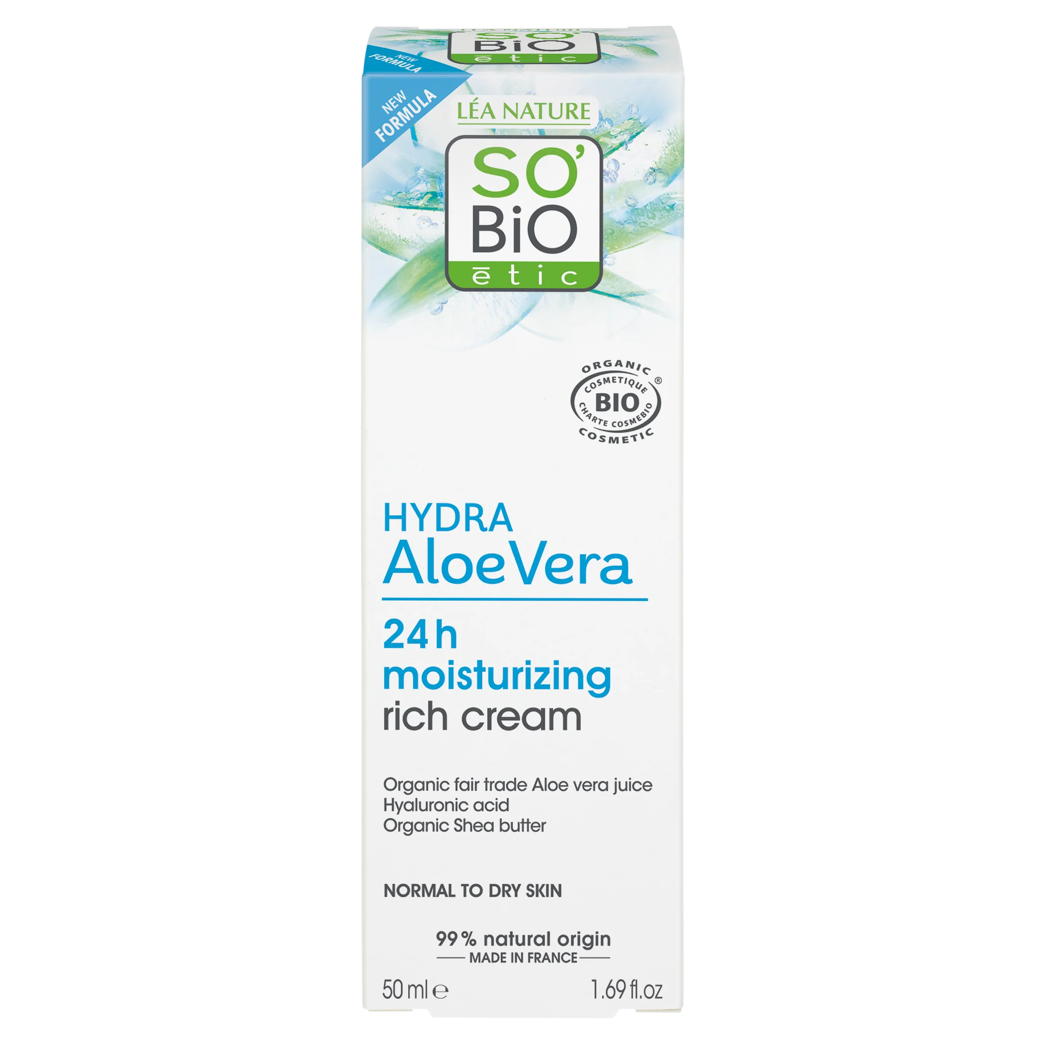 SO’BiO étic Bogato vlažilna dnevna krema z BIO aloe vero (50 ml) - s hialuronsko kislino