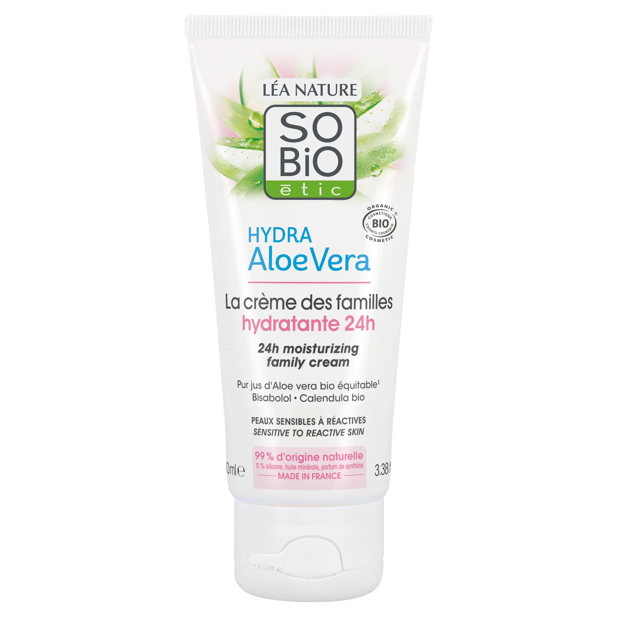 SO’BiO étic Vlažilna hipoalergena krema z Aloe vero za vso družino BIO (100 ml) - vlaži, pomirja in regenerira