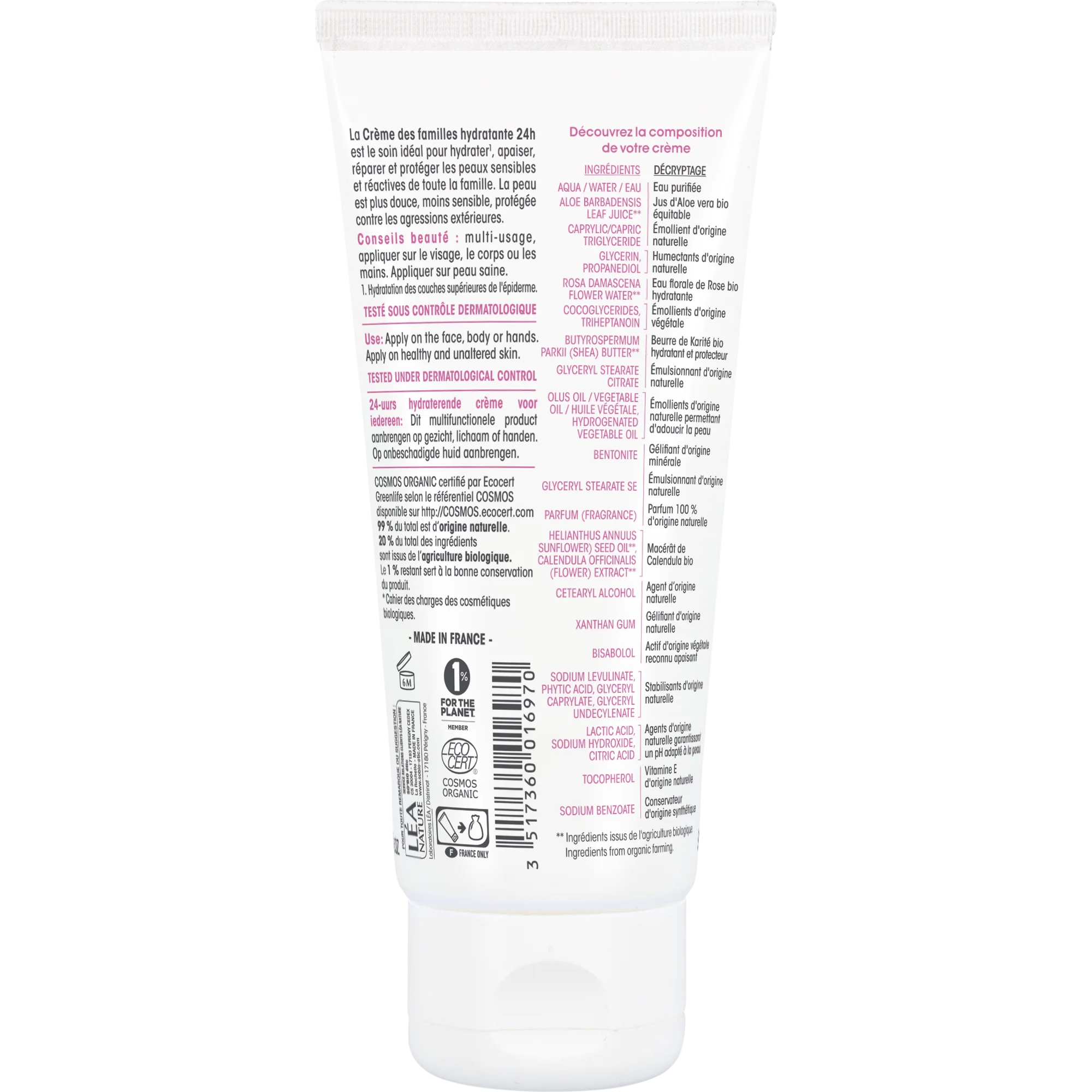 SO’BiO étic Vlažilna hipoalergena krema z Aloe vero za vso družino BIO (100 ml) - vlaži, pomirja in regenerira