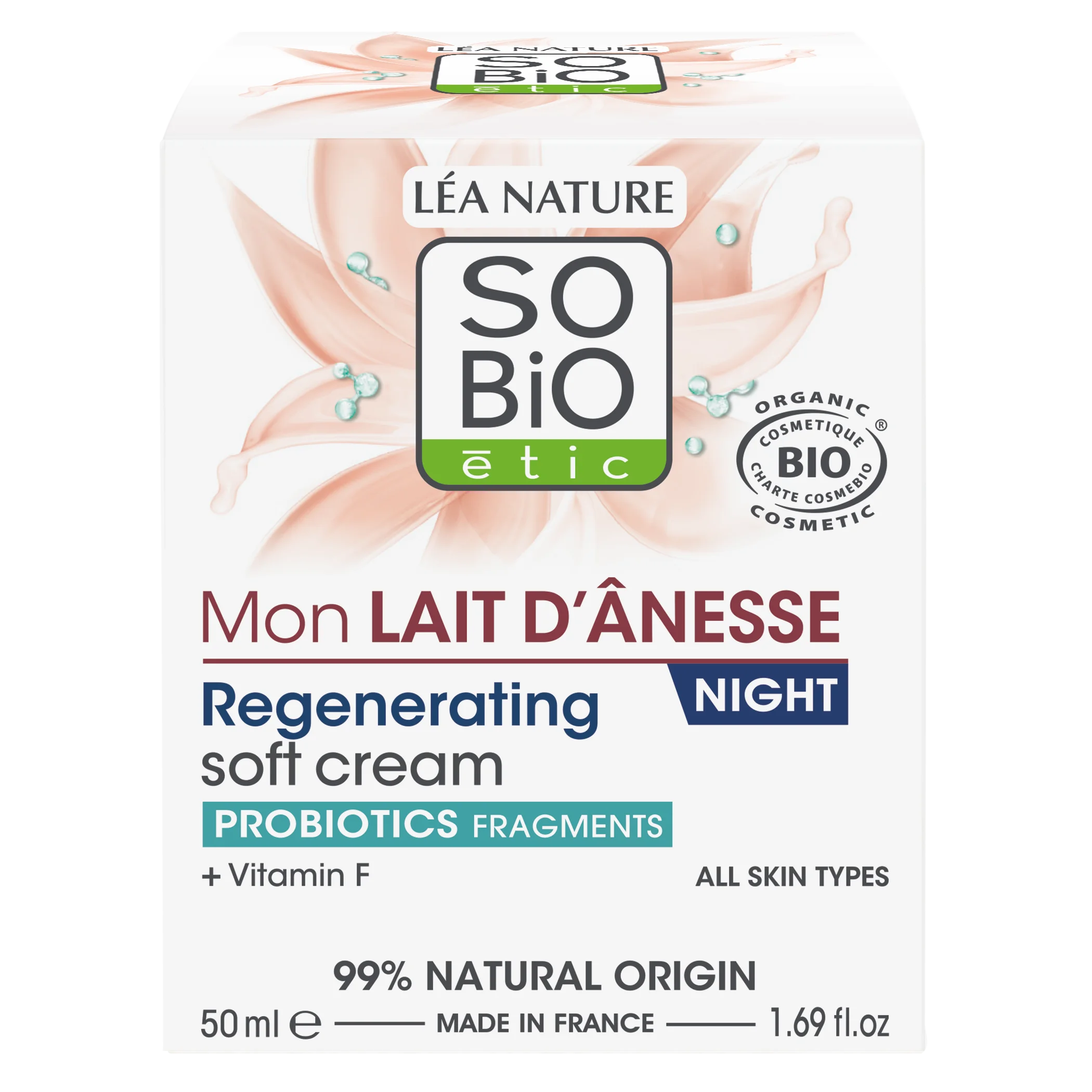 SO’BiO étic Nočna regenerativna krema z BIO oslovskim mlekom (50 ml) - stepena tekstura