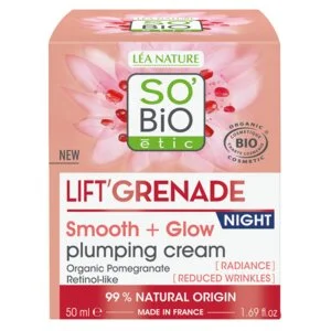 SO’BiO étic Nočna posvetlitvena krema proti gubam Lift'Grenade BIO (50 ml) - z granatnim jabolkom