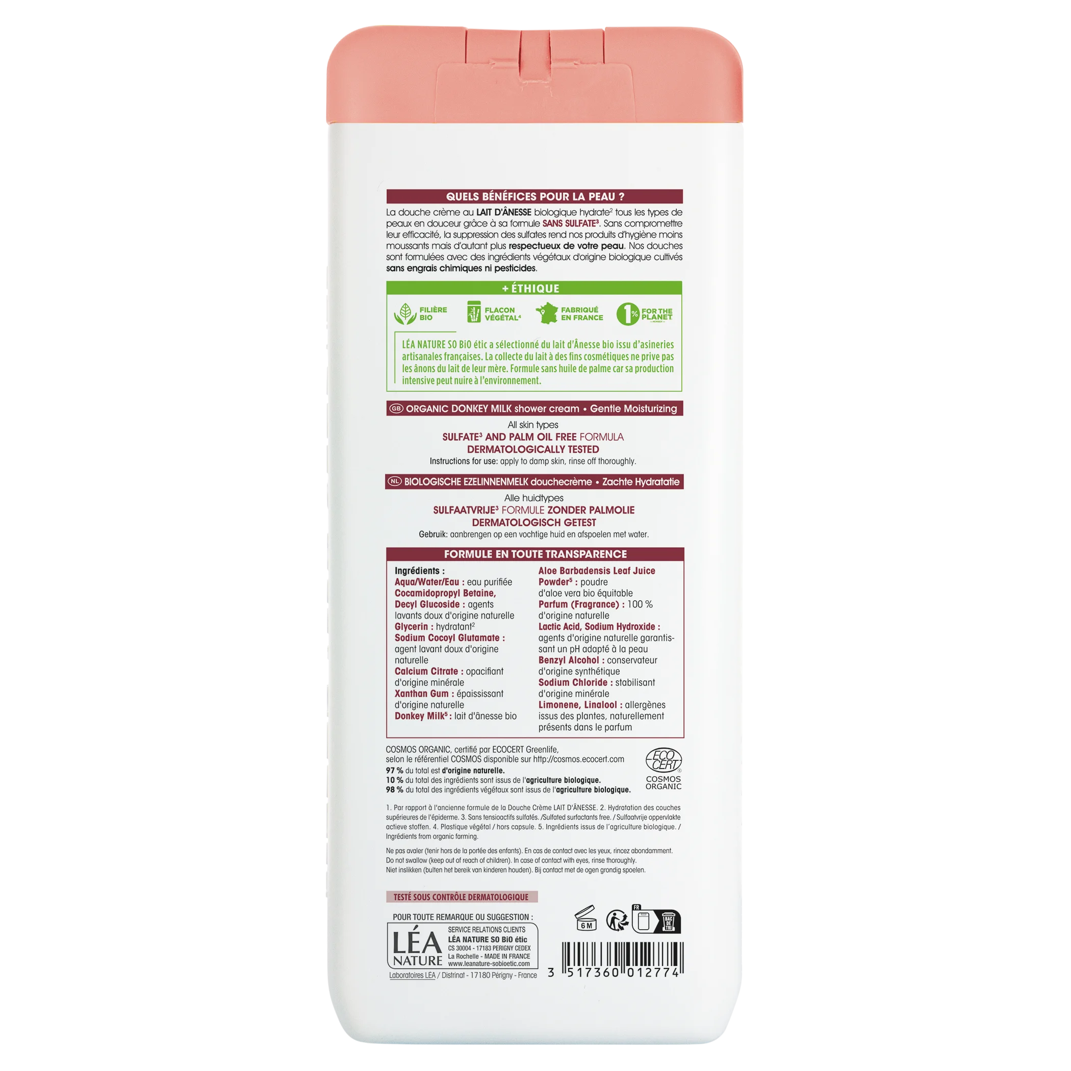 SO’BiO étic Nežno vlažilna kremna prha z BIO osličjim mlekom (650 ml) - za vse tipe kože