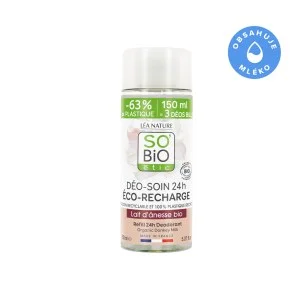 SO’BiO étic Polnilo za 24-urni vlažilni roll-on dezodorant z BIO oslovskim mlekom (150 ml) - eno polnilo nadomesti tri roll-on dezodorante