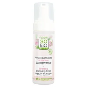 SO’BiO étic Pomirjujoča čistilna pena Aloe Vera BIO (150 ml) - obogatena z rožno vodo