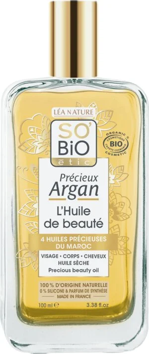 SO’BiO étic Précieux Argan Negovalno olje za telo, obraz in lase BIO (100 ml) - eliksir mladosti in lepote