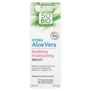 SO’BiO étic Serum za obraz z aloe vero - pomiritev in vlaženje za občutljivo kožo BIO (30 ml) - vlaži, pomirja in posvetli