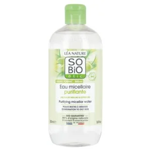SO’BiO étic Čistilna micelarna voda Aloe Vera – cink in citrusi BIO (500 ml) – idealna za mešano do mastno kožo