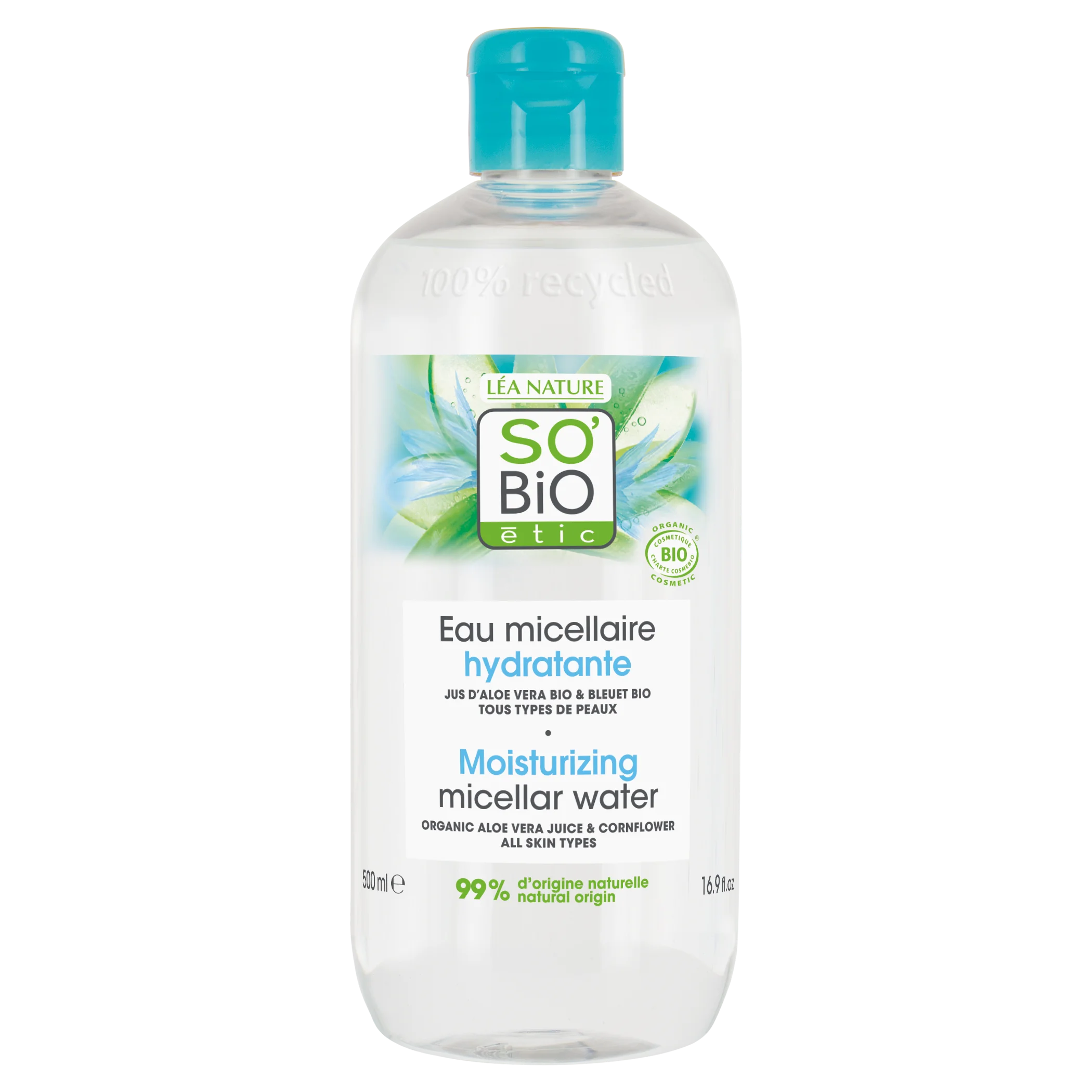 SO’BiO étic Vlažilna micelarna voda z Aloe vero BIO (500 ml) - obogatena z vodo plavice