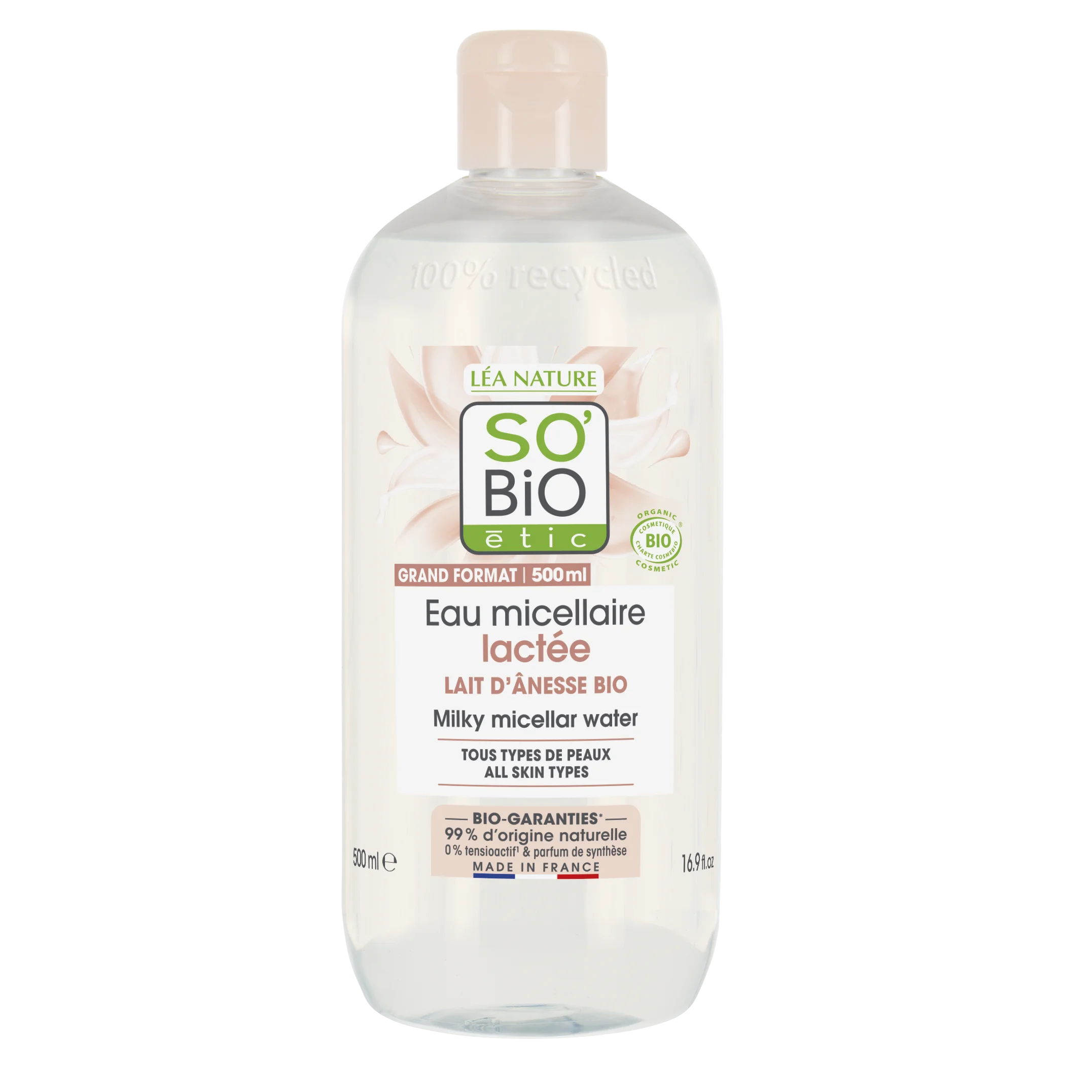 SO’BiO étic Micelarna voda z BIO osličjim mlekom (500 ml) - primerna tudi za občutljivo kožo