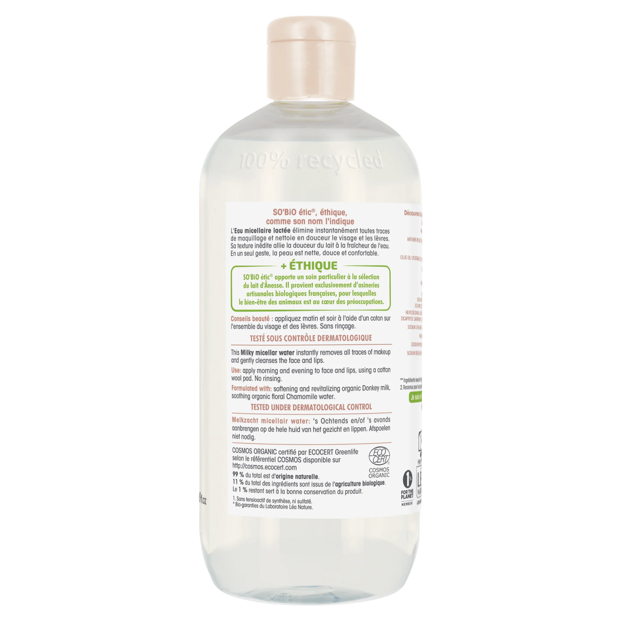 SO’BiO étic Micelarna voda z BIO osličjim mlekom (500 ml) - primerna tudi za občutljivo kožo