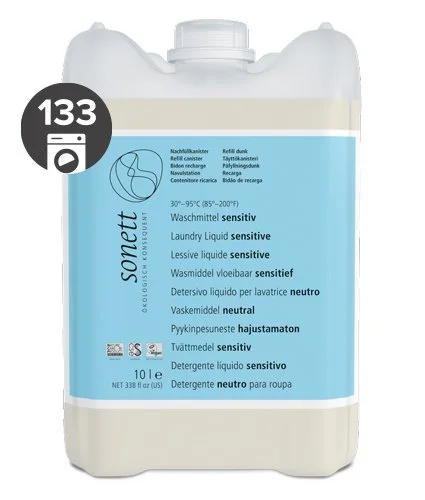 Sonett Univerzalni tekoči pralni gel za belo in barvno perilo Sensitive 10 l