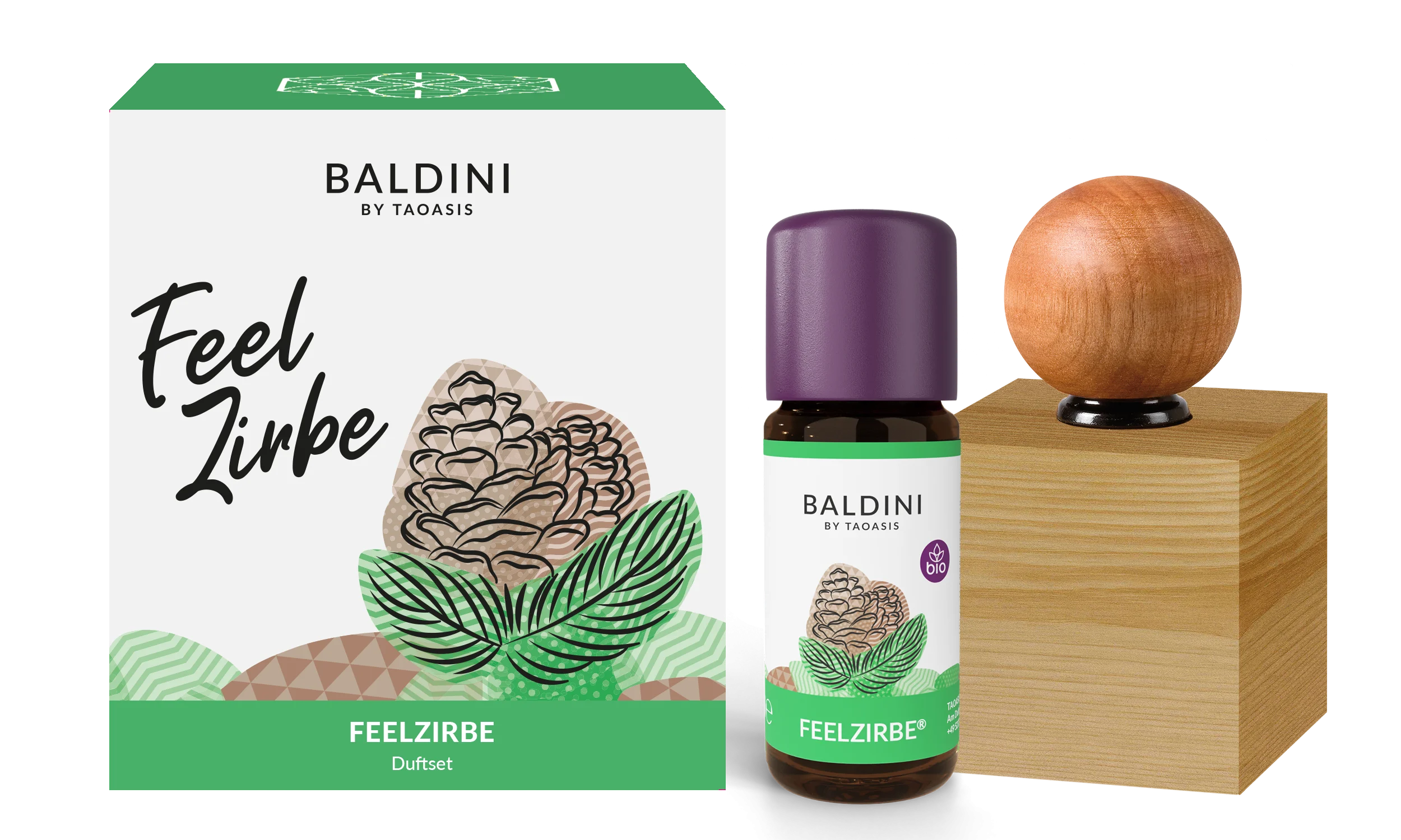 Taoasis Baldini aroma set FeelPine BIO (10 ml) - lesena dekoracija kot difuzor