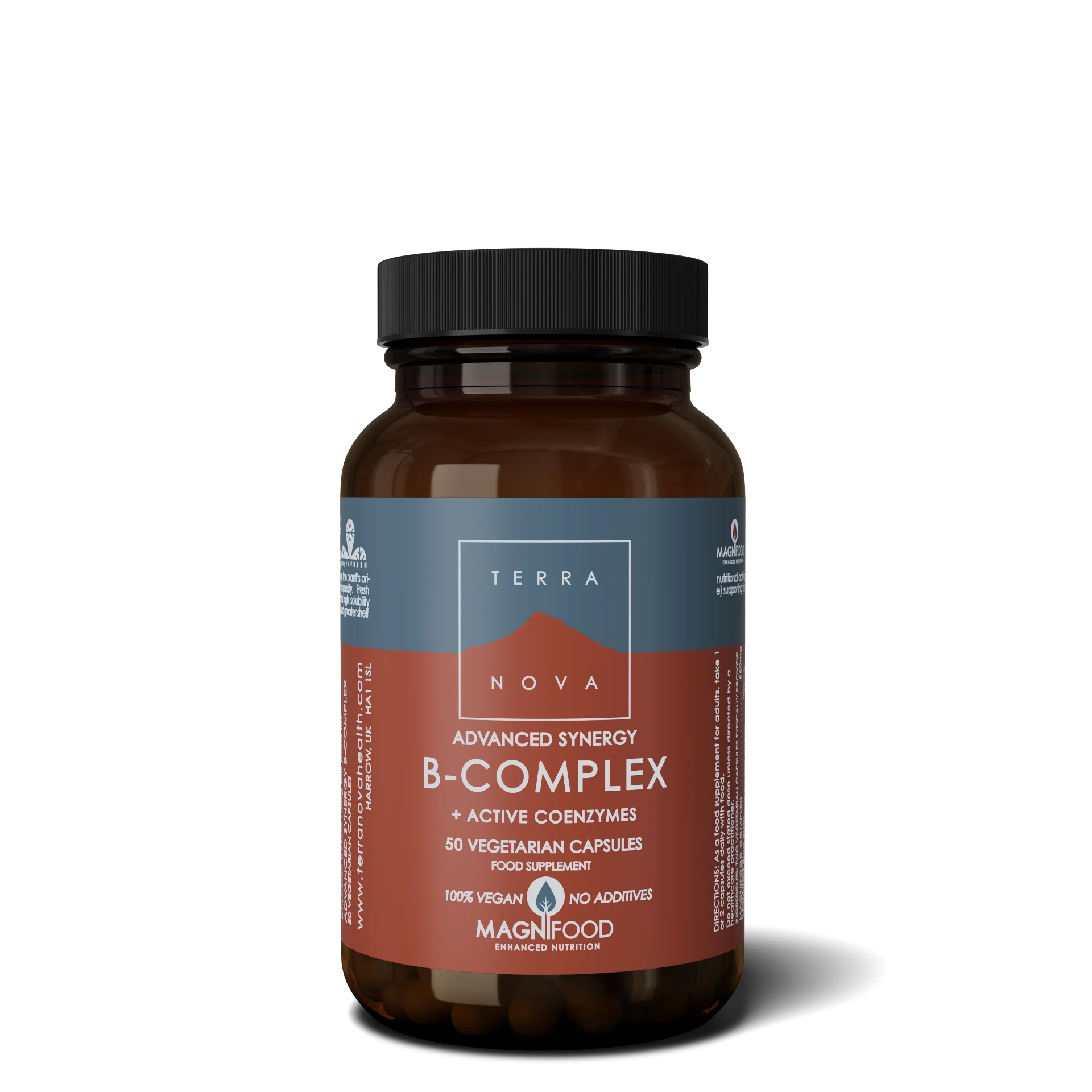 Terranova Health Advanced Synergy B-Complex (50 kapsul) - obogateno z zelišči in adaptogeni