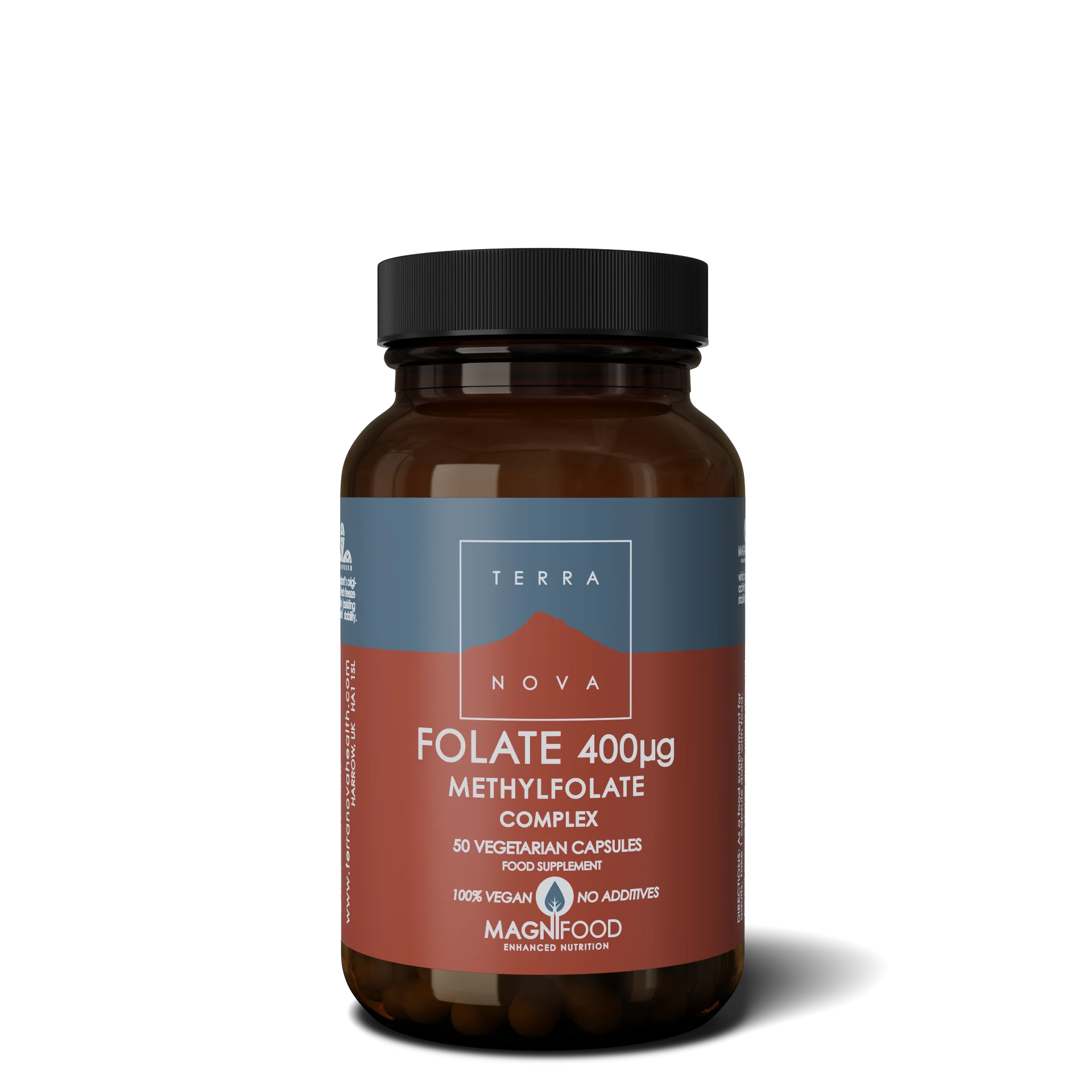 Terranova Health Folat (metilfolat) 400 µg kompleks (50 kapsul) - naravna oblika folne kisline
