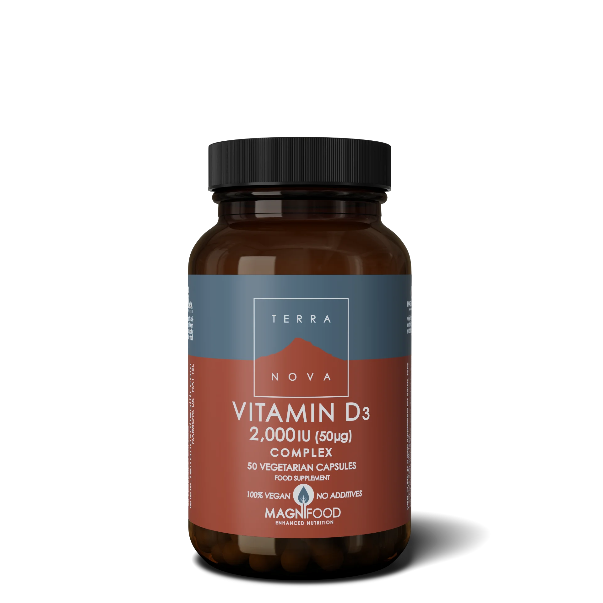 Terranova Health Vitamin D3 2000 IU Kompleks (50 kapsul) - pridobljen iz lišajev