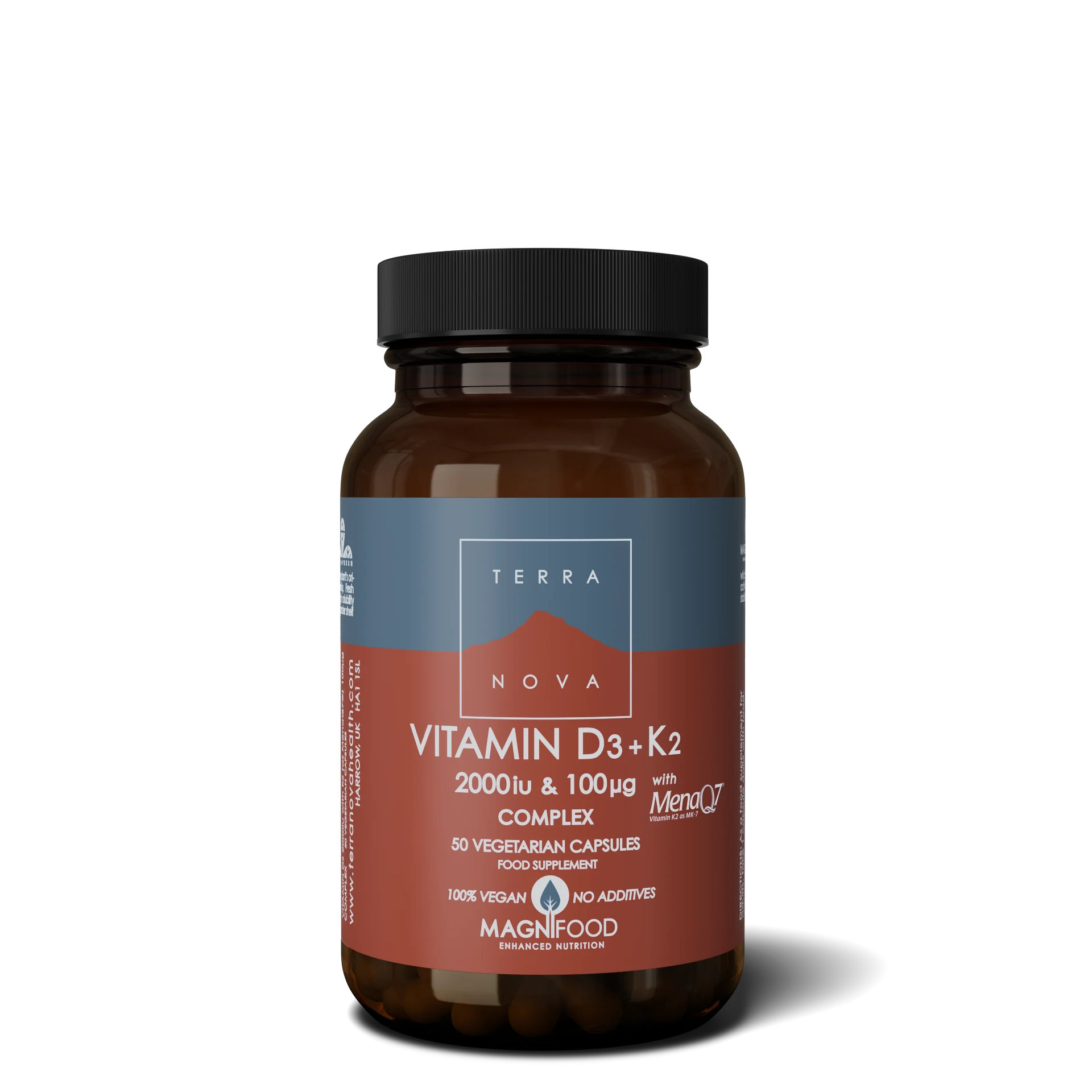 Terranova Health Vitamin D3 2000 IU & Vitamin K2 100 µg Kompleks (50 kapsul) - D3 iz lišajev in K2 iz čičerike