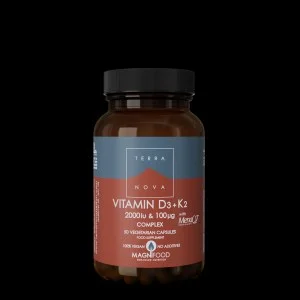 Terranova Health Vitamin D3 2000 IU & Vitamin K2 100 µg Kompleks (50 kapsul) - D3 iz lišajev in K2 iz čičerike