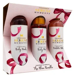 The Indulgent Bathing Co. Serene Moments darilni set gel za prhanje 240 ml + pena za kopel 240 ml + telesna meglica