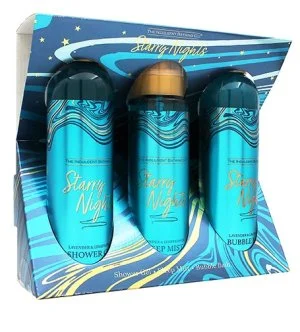 The Indulgent Bathing Co. Starry Nights darilni set gel za prhanje 240 ml + pena za kopel 240 ml + meglica za spanje