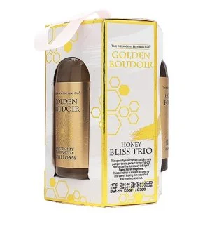 The Indulgent Bathing Co. Golden Boudoir darilni set gel za prhanje 60 ml + pena za kopel 60 ml + mleko za telo