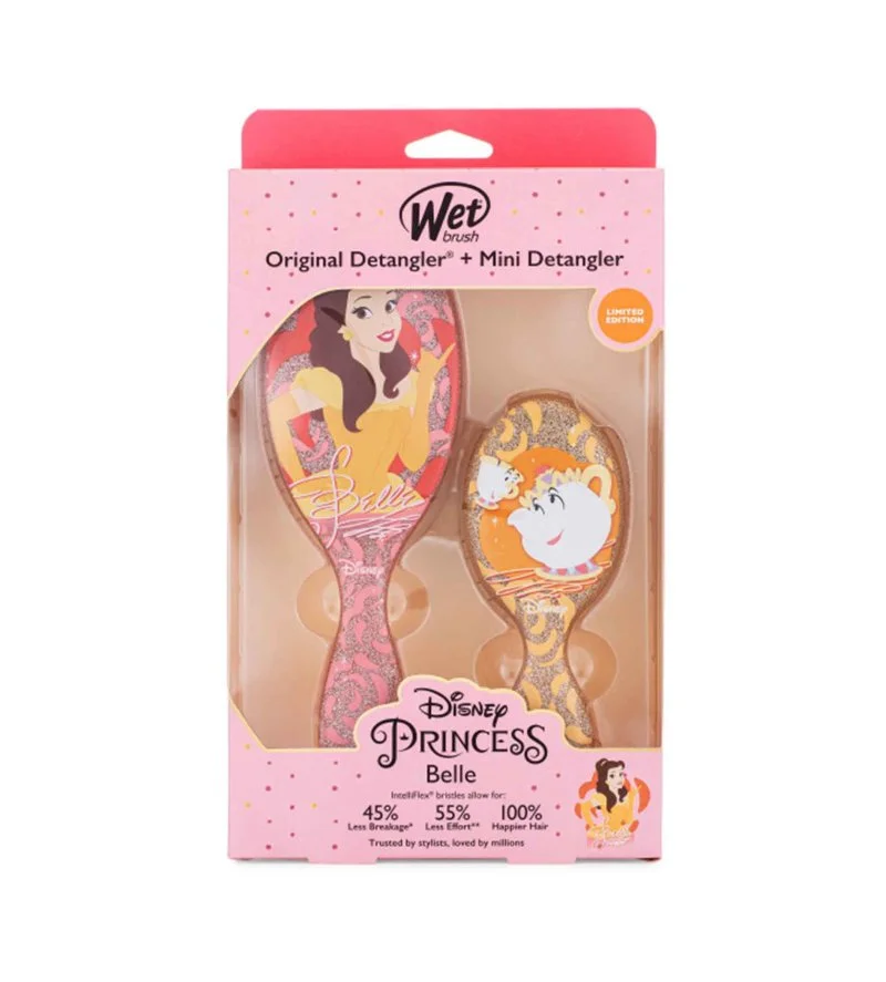 Disney Princess Belle Kit darilni set krtača za lase Original Detangler + krtača za lase Mini Detangler