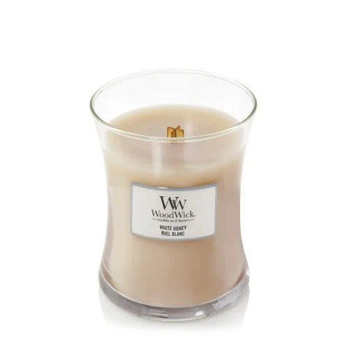 White Honey dišeča sveča z lesenim stenjem 275 g