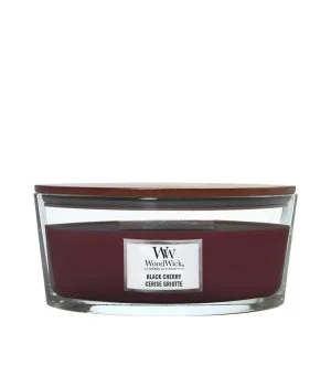 WoodWick Dark Cherry dišeča sveča z lesenim stenjem 453,6 g
