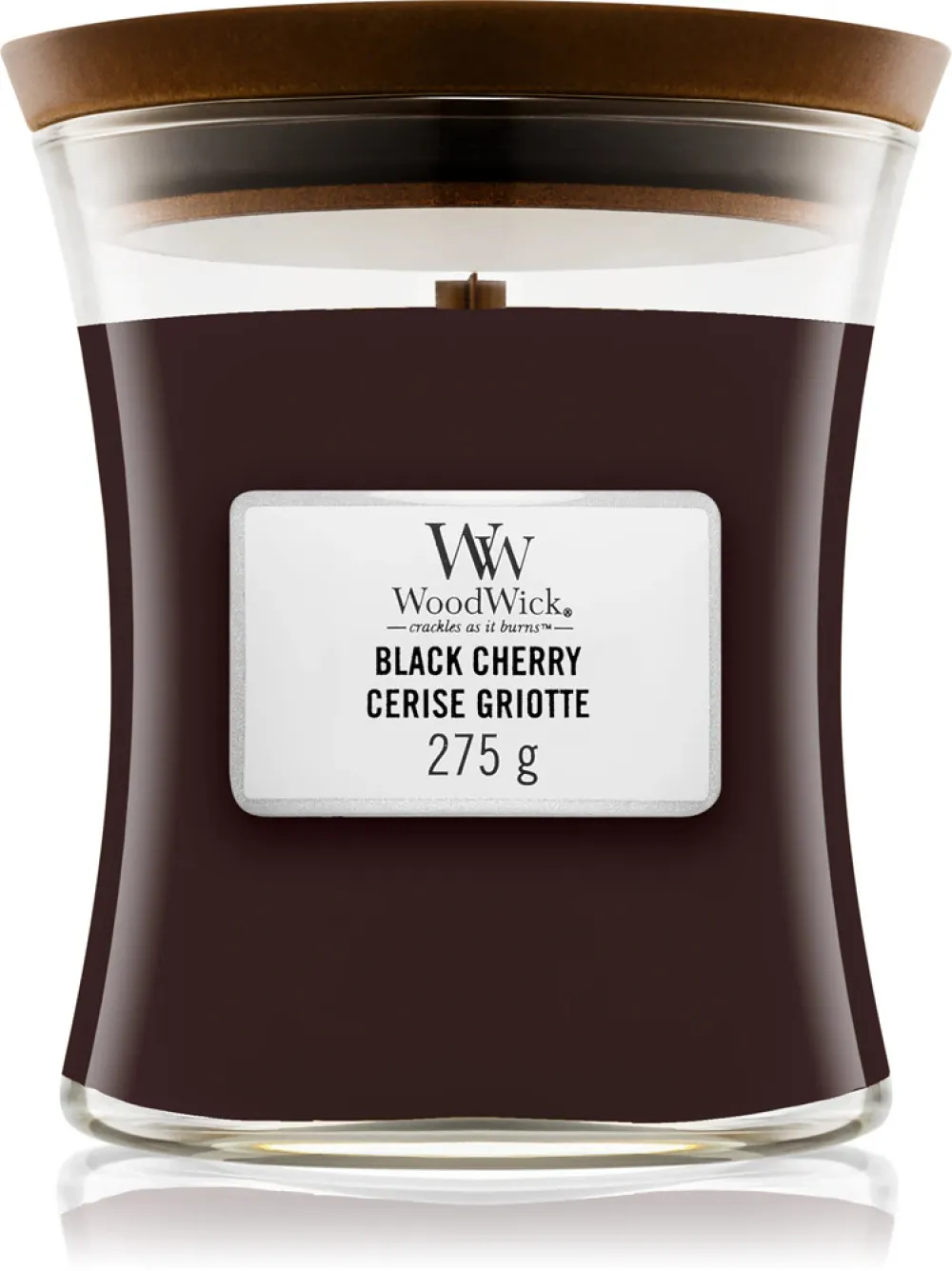 Black Cherry dišeča sveča z lesenim stenjem 275 g