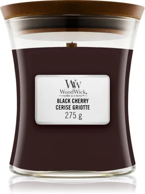 WoodWick Black Cherry dišeča sveča z lesenim stenjem za ženske