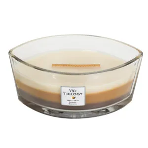 WoodWick Café Sweets dišeča sveča z lesenim stenjem 453,6 g