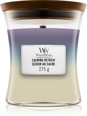WoodWick Calming Retreat dišeča sveča z lesenim stenjem za ženske