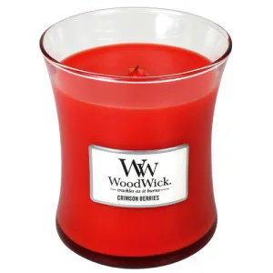WoodWick Crimson Berries dišeča sveča z lesenim stenjem 275 g