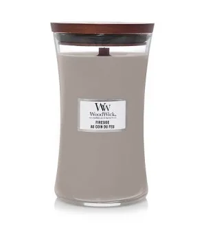 WoodWick Fireside dišeča sveča z lesenim stenjem 609,5 g