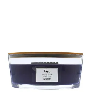 WoodWick Hinoki Dahlia dišeča sveča z lesenim stenjem 453,6 g