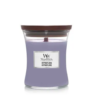 Woodwick Hypnoflora dišeča sveča z lesenim stenjem 275 g
