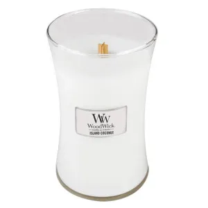WoodWick Island Coconut dišeča sveča z lesenim stenjem 609,5 g