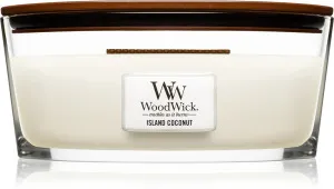WoodWick Island Coconut dišeča sveča z lesenim stenjem 453,6 g